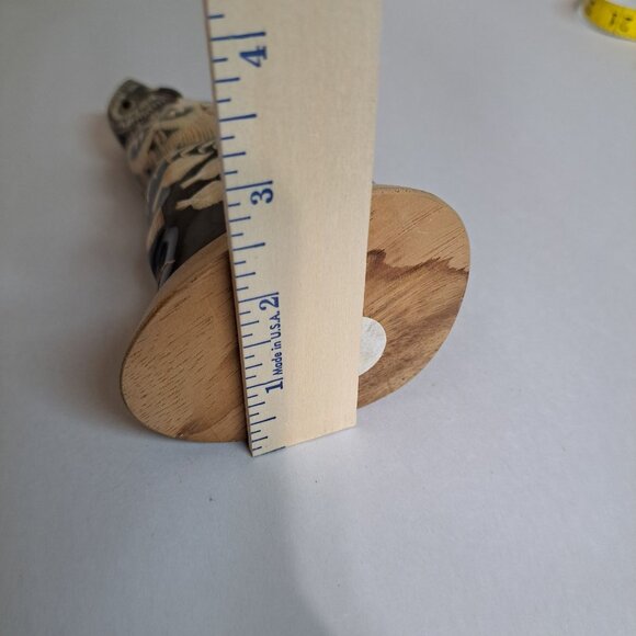 Hand Carved Wood Owl Figurine Intricate Carved Glossy Finish Folk Art Decor - Picture 10 of 10